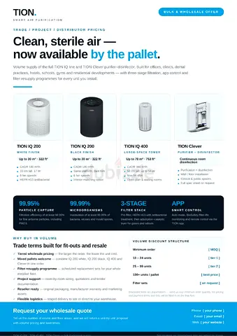 Tion Air Purifier (commercial/wholesale) — Clean, sterile air unit, bulk sale