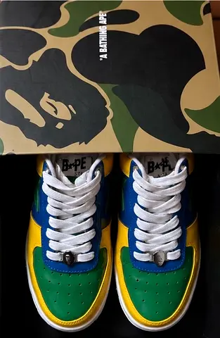 A Bathing Ape (BAPE) Skate Sneakers — Green/Blue/Yellow
