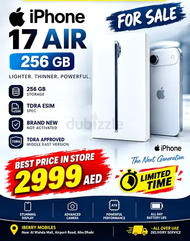 Brand New iPhone 17 Air 256GB (TDRA Approved) - Sealed