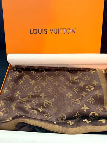 Louis Vuitton Monogram Shawl / Scarf in Brown / Gold - With Box