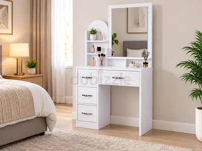 White Dressing Table with Mirror – Modern Bedroom Dressing Table