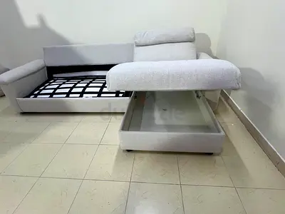 Ikea Beige L shape sofa bed with mattress