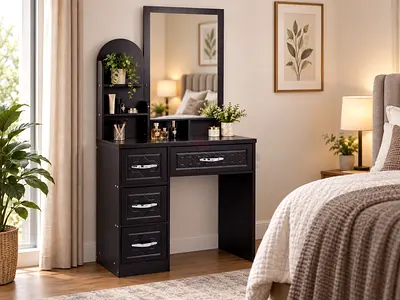 Wenge Dressing Table with Mirror – Modern Dressing Table