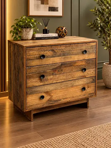 West elm Rustic Wood 3 Drawer Chest of Drawers