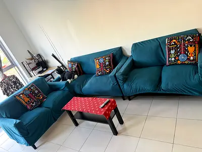 3-piece teal sofa set — good used condition
