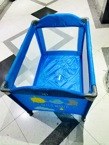 Blue Portable Baby Playpen / Travel Cot - Good Condition