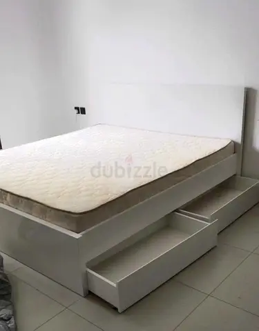 Ikea Queen size bed with mattress and storage drawers