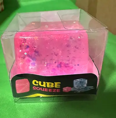 Pink Glitter Cube Squeeze Sensory Toy