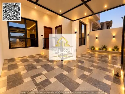 Modern villa directly facing the mosque in the heart of Al Helio, Ajman; ground and first floors; close to Al Hamidiya Park; registration fees include