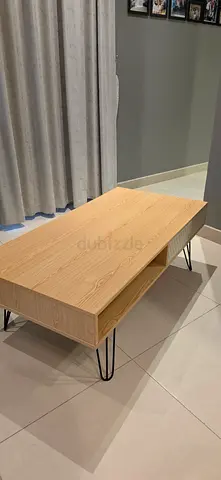 Minimalist Wooden Coffee Table with Metal Hairpin Legs