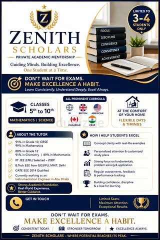 Premium Home Tuition for Grades 5–10 Mathematics & Science | Abu Dhabi