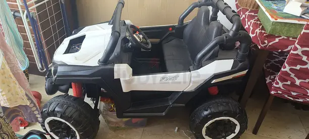 Kids Electric Ride-On Buggy Car - 2-Seater, White/Black