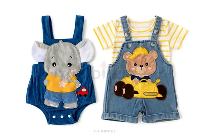 0-3 month baby boy sets romper &dungaree