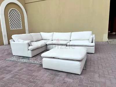 Home Center swin feather filled sofa with footstool