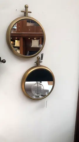 x2 set MARINA HOME Aubrey mirrors decor brass colour round Large 67x54cm and Small 55x41cm