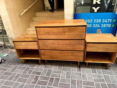 West elm Solid Wood 3-Drawer Dresser with 2 Matching Bedside Tables