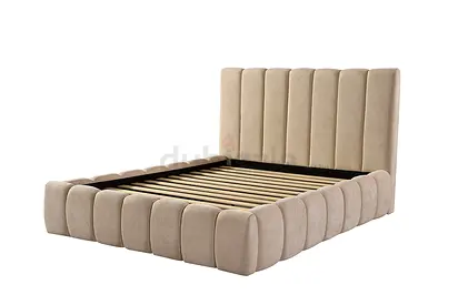 Warm beige velvet super king thick bed frame