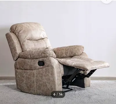 Light Brown Single Recliner Armchair - Comfortable soft leather seat
