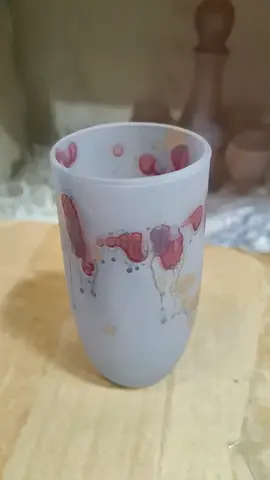 Floral design glass cup 12cm height