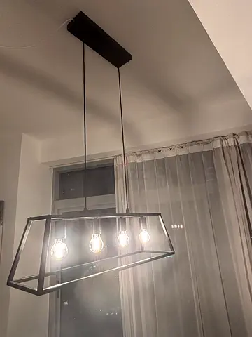 Modern Rectangular Metal Pendant Light - 4 Bulb