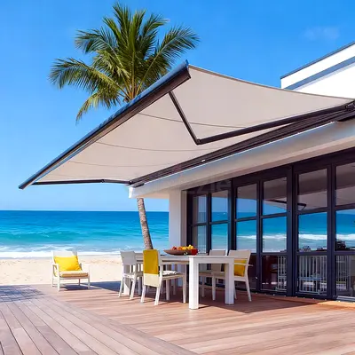 Motorised Retractable Awning with LED Lighting | Motorised Outdoor Awning | Aluminium & PVC Retracta