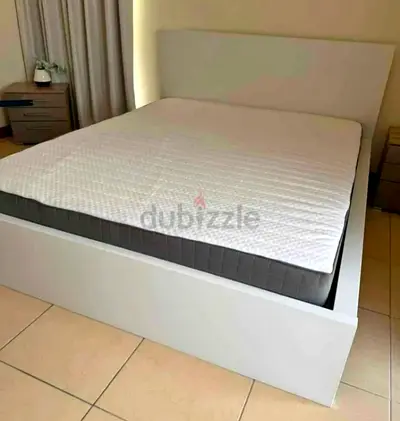 Ikea king size bed with mattress and storage drawers