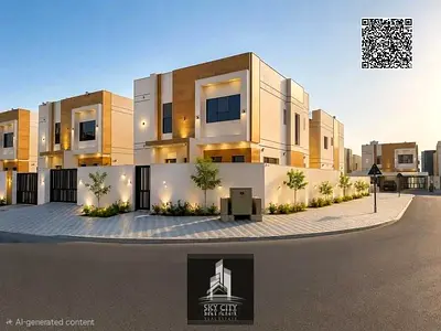 Corner villa for sale in Ajman (Al Helio 2 area): 3 bedrooms, a majlis, a living room, a maid's room, and a storage room. Freehold ownership available