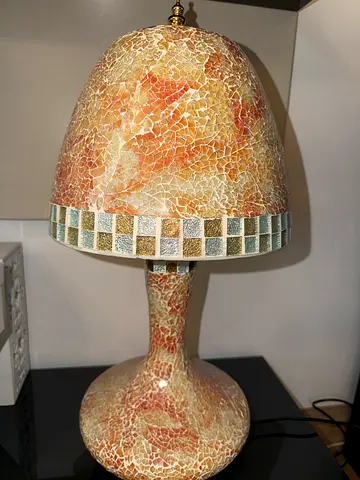 Decorative Mosaic Table Lamp with Crackle Glass Finish
