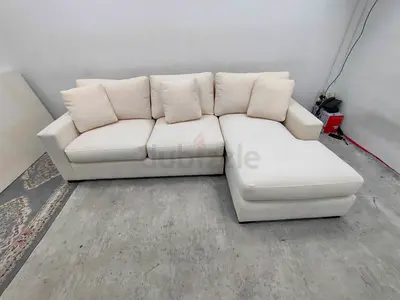Crate and barrel beige color lshape sofa