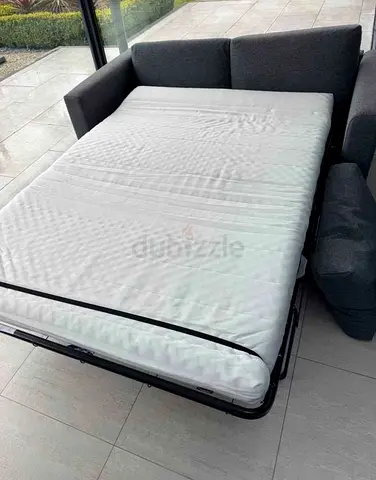Grey 2-Seater Sofa Bed with Pull-Out Mattress - Good Condition