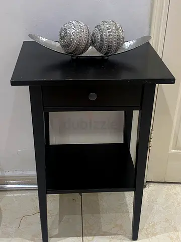 Simple black bedside/side table with drawer