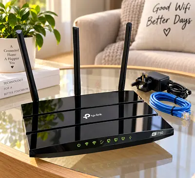 TP-Link AC1750 Wireless Dual Band Router (Archer) with Power Adapter and Ethernet Cable