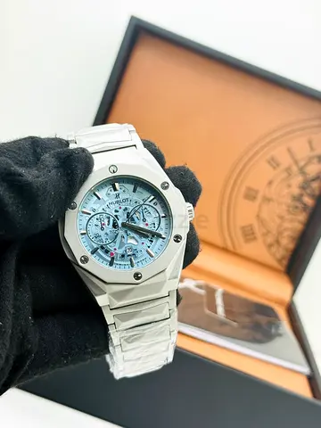 White Hublot-style Men's Watch with Skeleton Dial