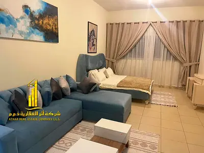 استوديو فاخر اول ساكن بمطبخ منفصل مع اطلاله مفتوحه. مفروش بالكامل✨عجمان ون تاور . للإيجار الشهري.الإيجار يشمل الفواتير والإنترنت وموقف