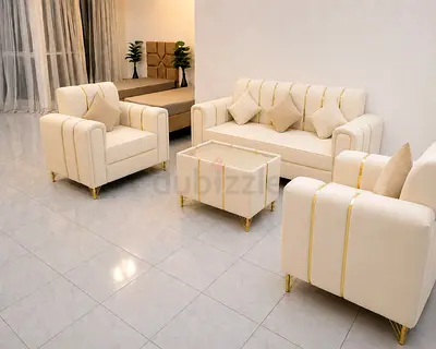 Brand New Cream 3-Seater Sofa with Two Armchairs and Coffee Table - Modern Set