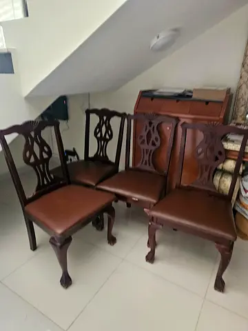 Set of 4 Classic Wooden Dining Chairs – Brown