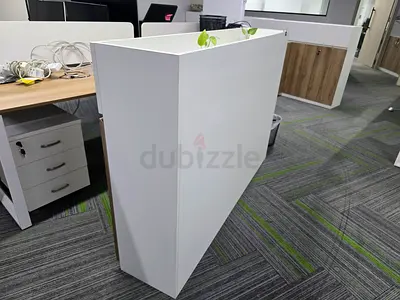 Tall White Office Planter Divider - Modern Room Partition with Plant Box