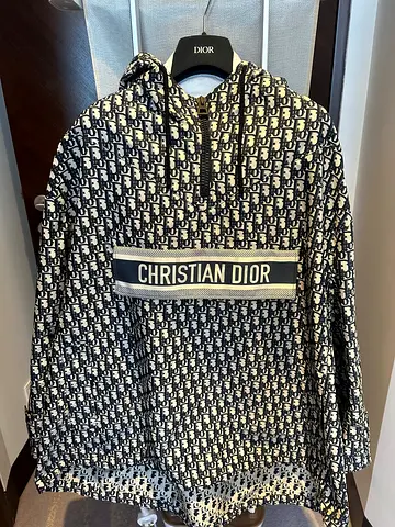Dior Hooded Anorak in Blue & Ecru (size S)