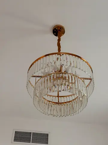 Crystal tiered ceiling chandelier (gold frame)