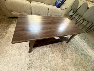 Wooden Coffee Table with Lower Shelf - Walnut Finish