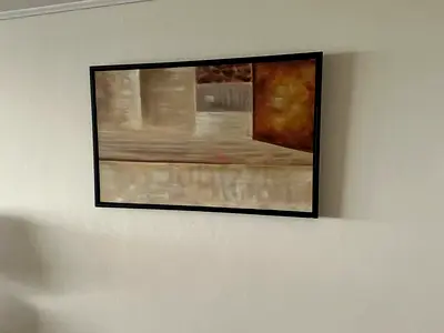 Framed Abstract Wall Painting - Neutral Tones, Ready to Hang
