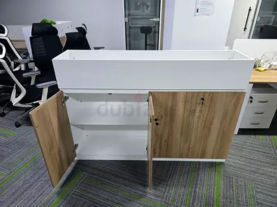 Tall White Office Planter Divider - Modern Room Partition with Plant Box
