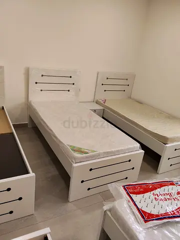 Set of 3 Single White Wooden Beds with Mattresses - Excellent Condition