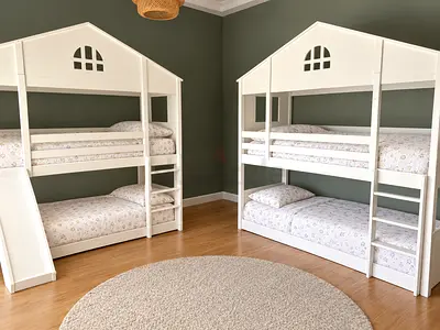White House-Style Bunk Bed with Slide or with Stairs