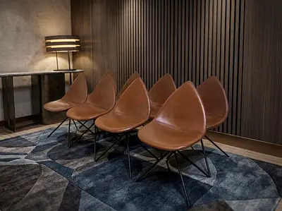 Set of 8 BoConcept Modern Leather Accent Chairs with Metal Legs