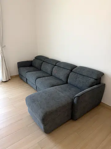 Grey L-shaped Fabric Sofa with Chaise (Like New)