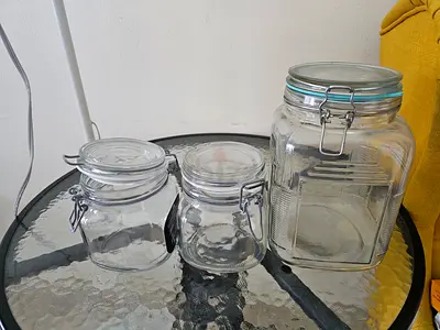 Set of 3 Glass Airtight Storage Jars - Various Sizes