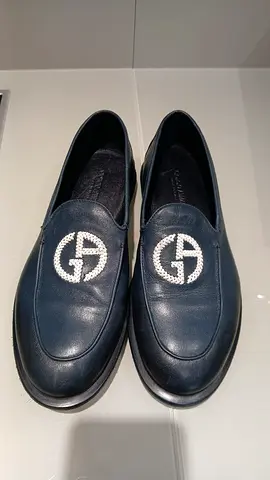 Giorgio Armani logo-embroidered leather loafers 40