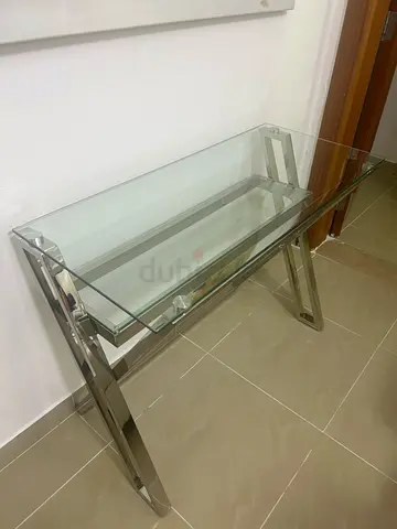 Modern glass and chrome coffee table - sleek rectangular design