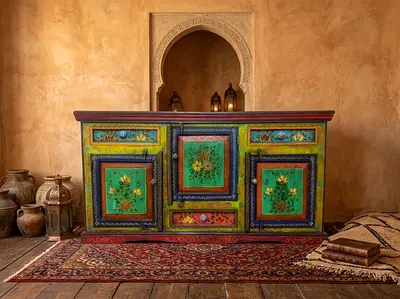 Hand-painted Moroccan Style Sideboard / Console Cabinet
